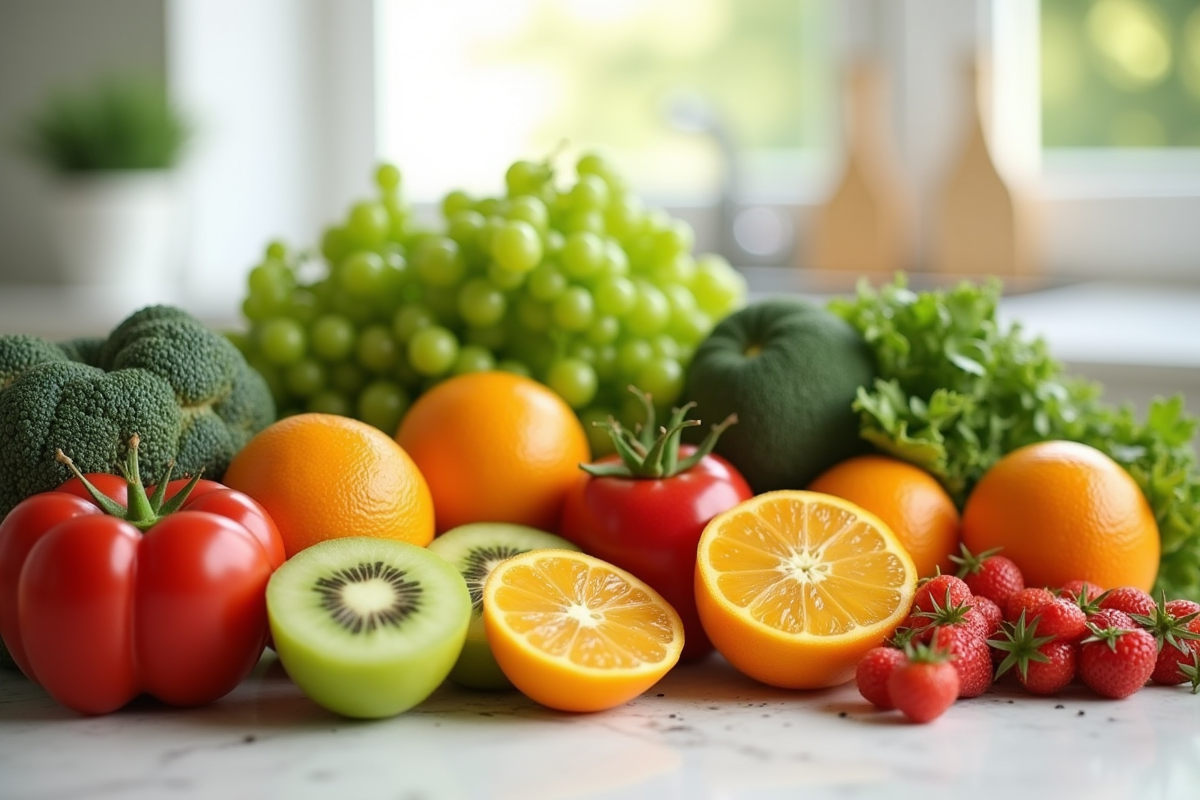 Assortiment de fruits et légumes pour lutter contre la cellulite