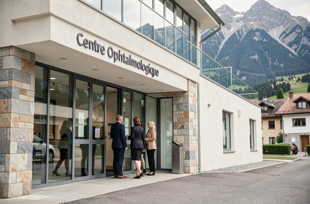 Façade du Centre ophtalmologique d'Annecy à la Clinique Générale avec vue sur les Alpes