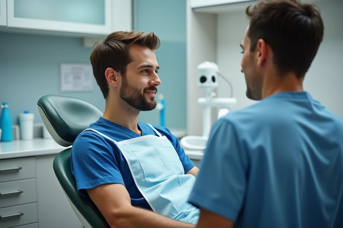 Jeune homme en consultation chez le dentiste