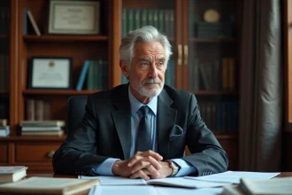 Homme d'âge mûr en costume dans son bureau professionnel