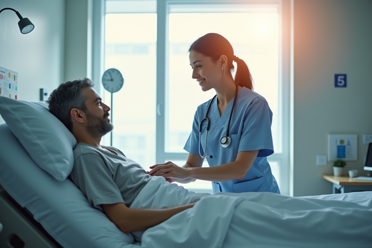 Infirmière vérifiant les signes vitaux au lit d'hôpital