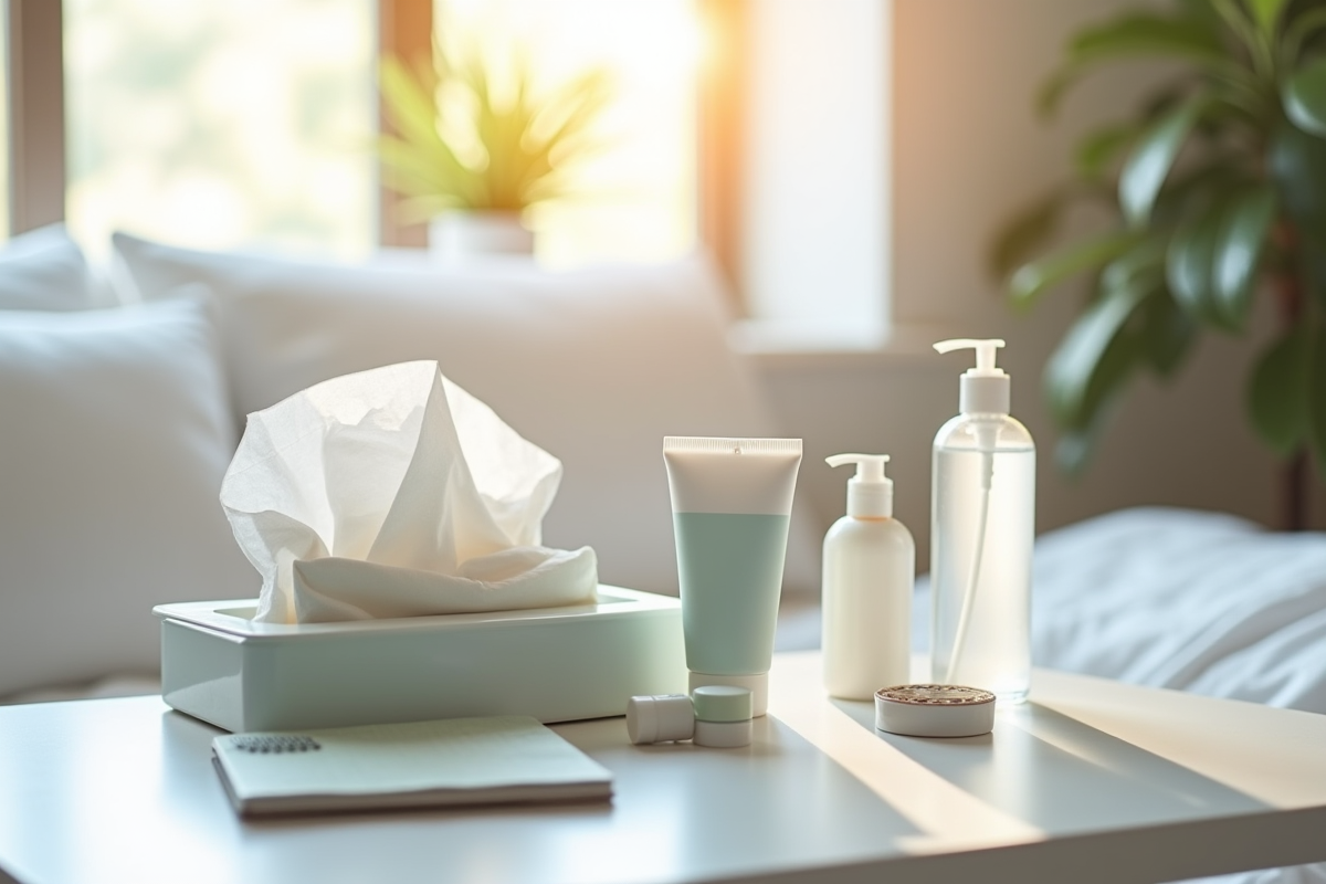 Kit de soins palliatifs sur une table lumineuse
