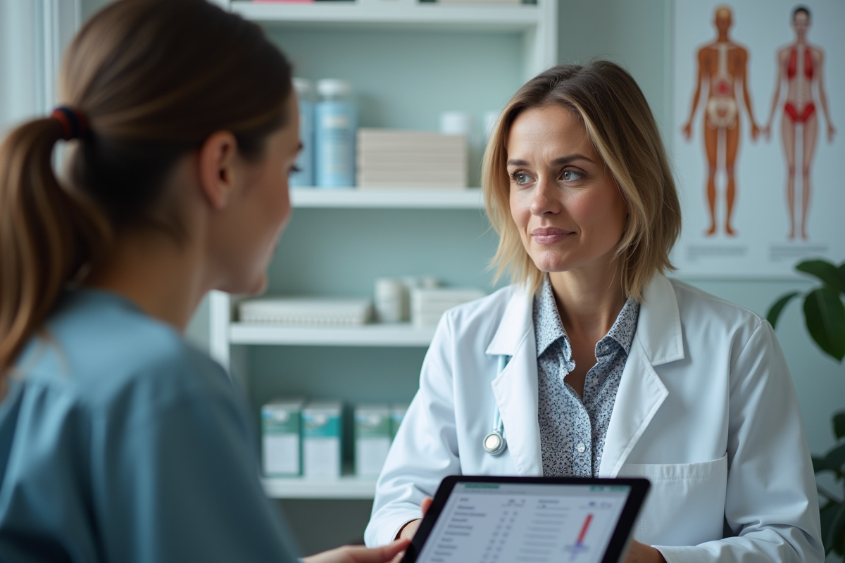 Medecin femme explique résultats de tests à une patiente