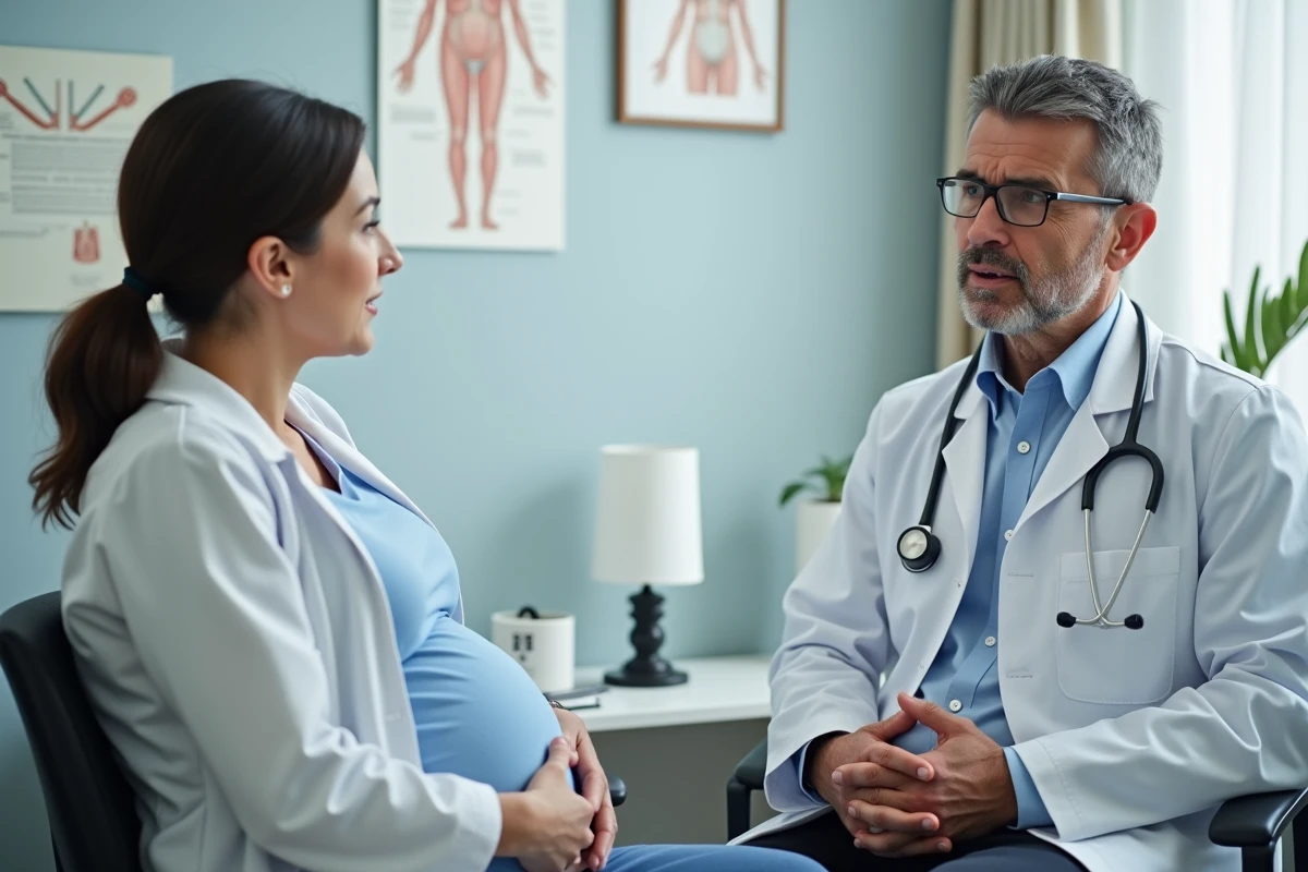 Docteur et femme enceinte en consultation m&eacute;dicale