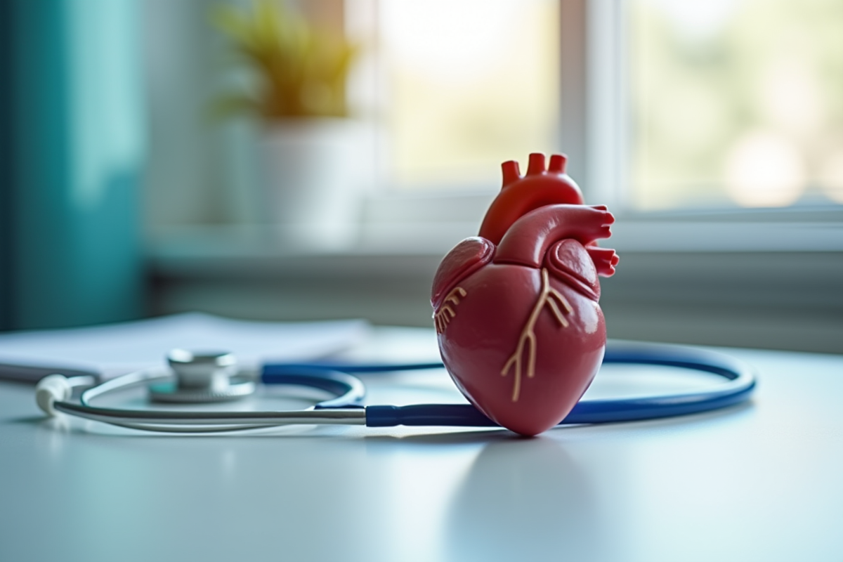 Modèle de coeur humain sur un bureau d