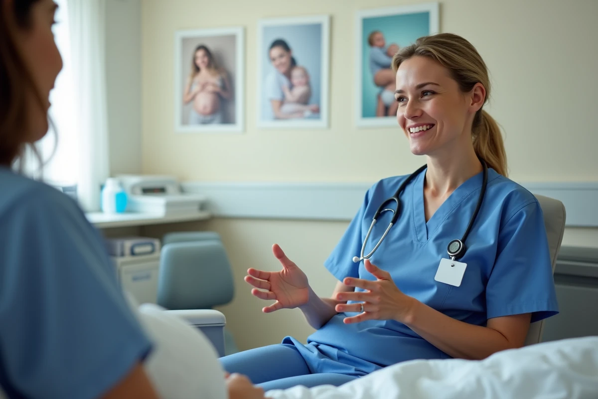 Sage-femme expliquant lors d