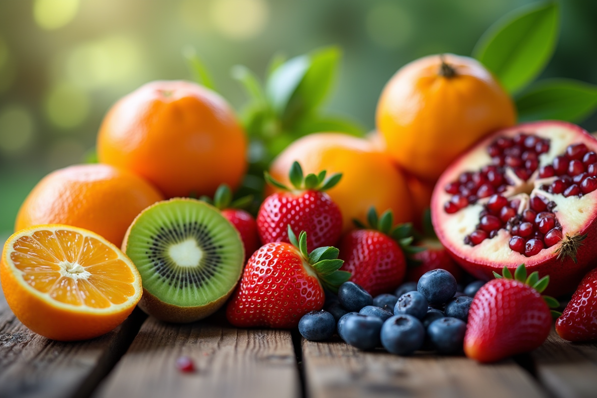 Assortiment de fruits frais pour renforcer l'immunite