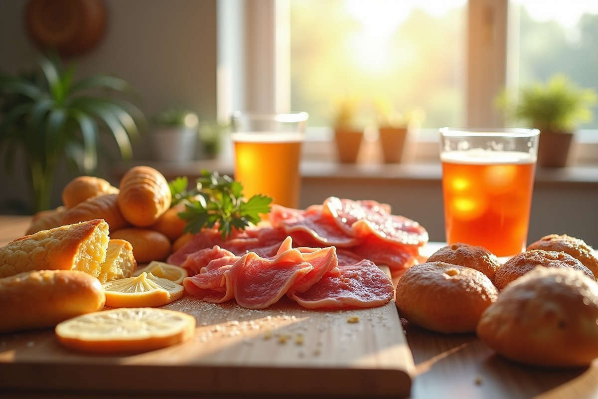 Table lumineuse avec aliments non sains en gros plan