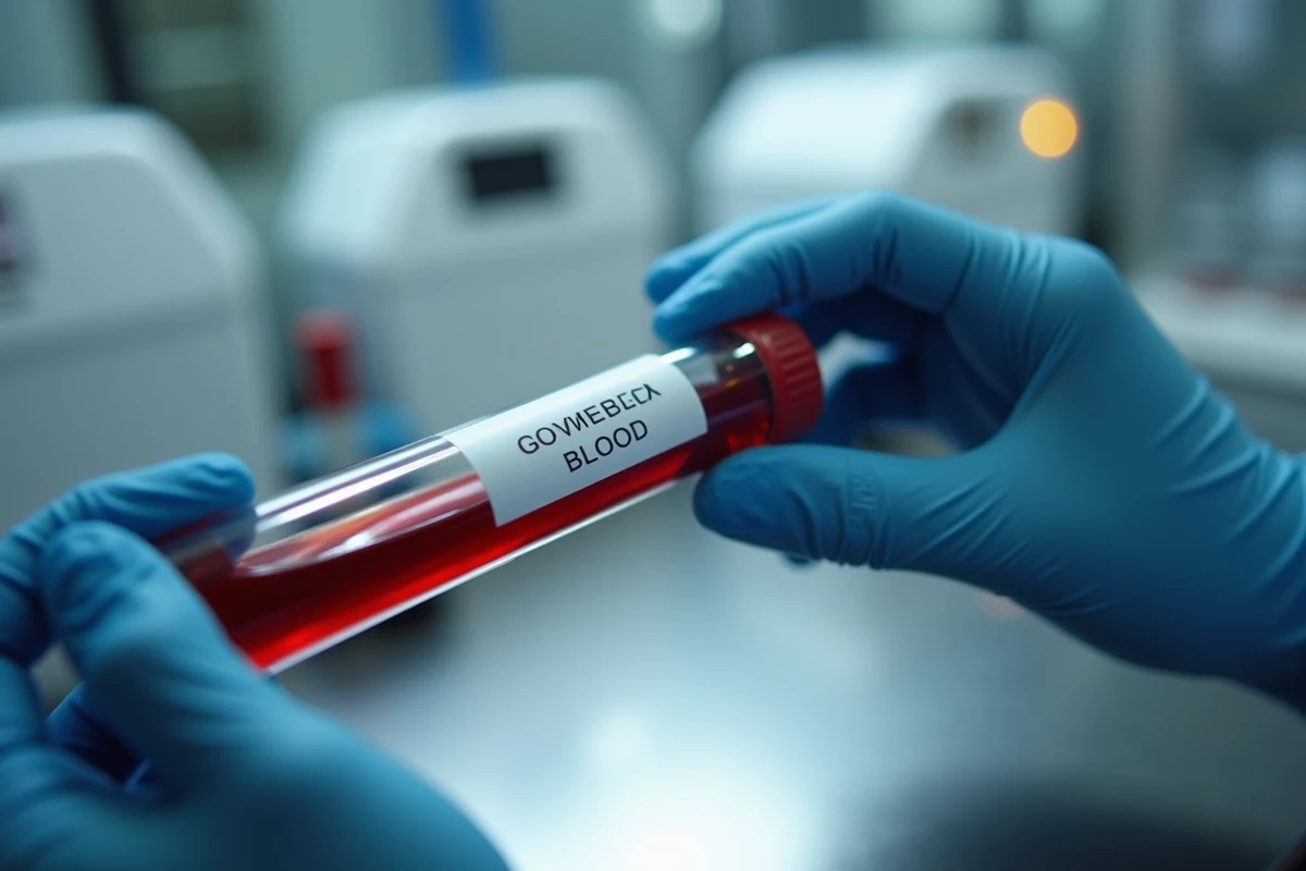 Tube de prélèvement sanguin tenu par un technicien de laboratoire pour analyse TCMH élevée